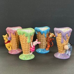 Disney Winnie the Pooh Ice Cream Sundae Set Eyeore Tigger Piglet Waffle Cone